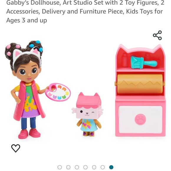Gabby’s Dollhouse, Art Studio Set with 2 Toy Figures, 2 Accessories, Deliver - Picture 2 of 6